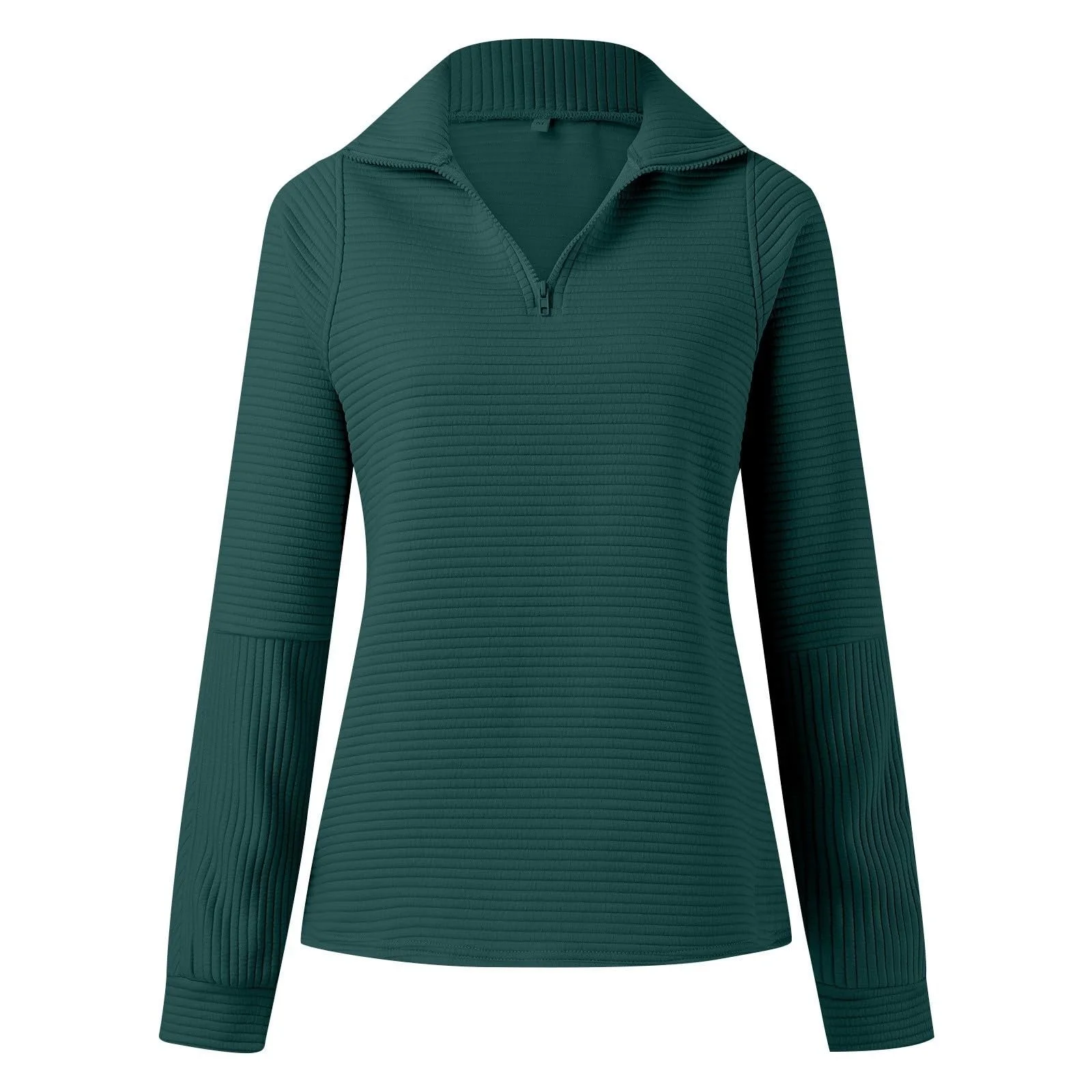 Свитшот на молнии 1/4, Цветной блок, Свободный крой, Y2K воротник, Однотонный, Милый, Длинный рукав, Удобный, С воротником стойкой, Модный западный стиль 2025, фото №5