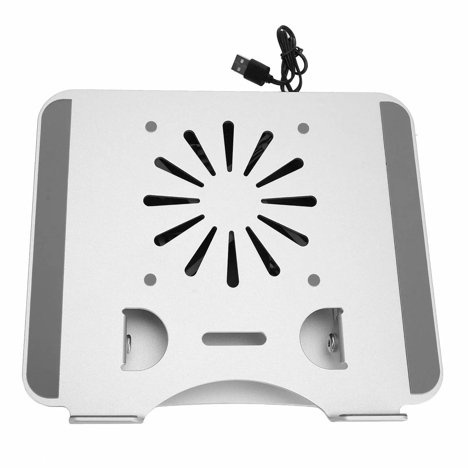 Підставка-охолоджувач для ноутбука 17 дюймів, алюмінієвий сплав, портативна, складана, регульована висота, з USB вентилятором для охолодження, фото №1