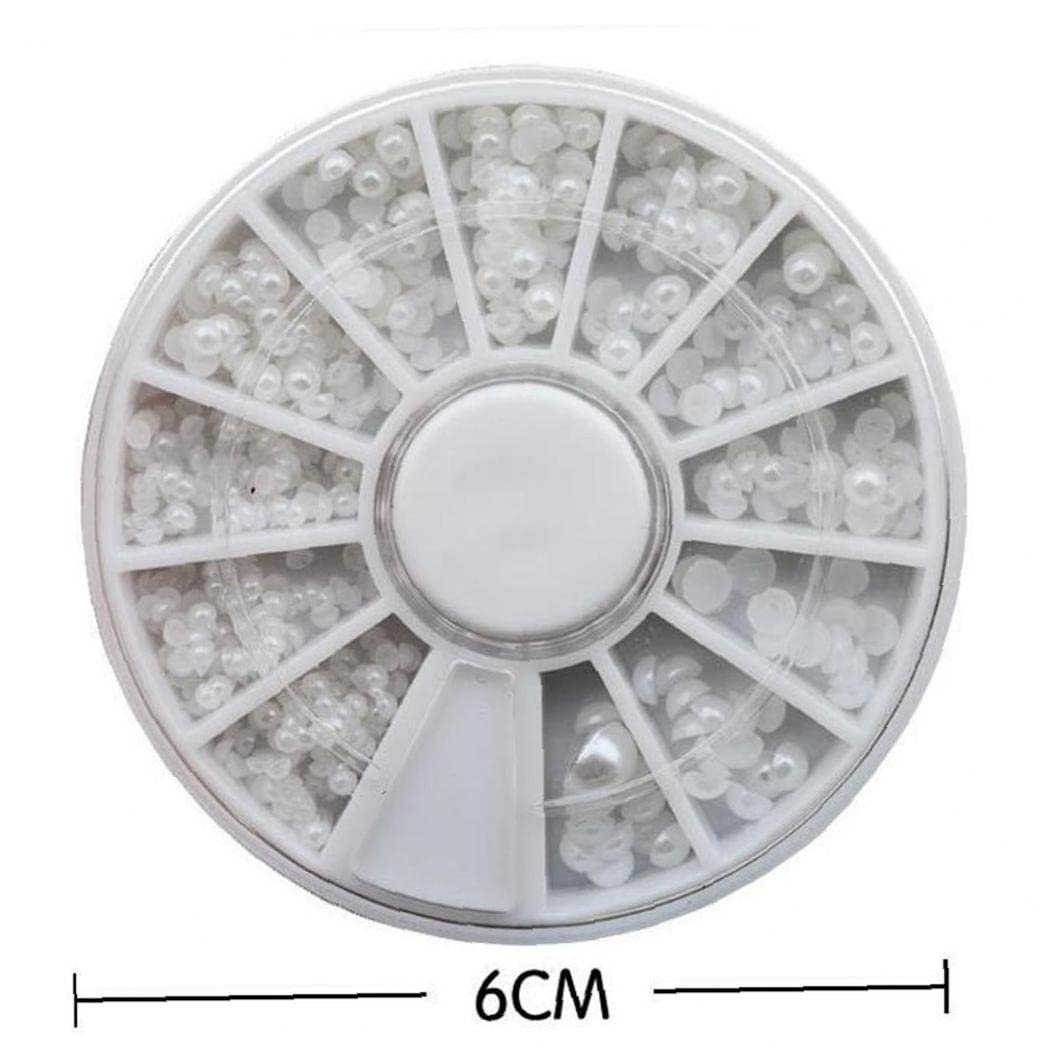 Перлини для дизайну нігтів Білі, різні розміри, в колі, фото №2