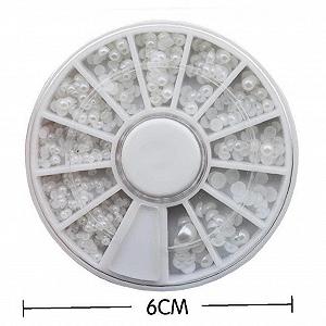 Перлини для дизайну нігтів Білі, різні розміри, в колі synthetic.ua - Фото 1