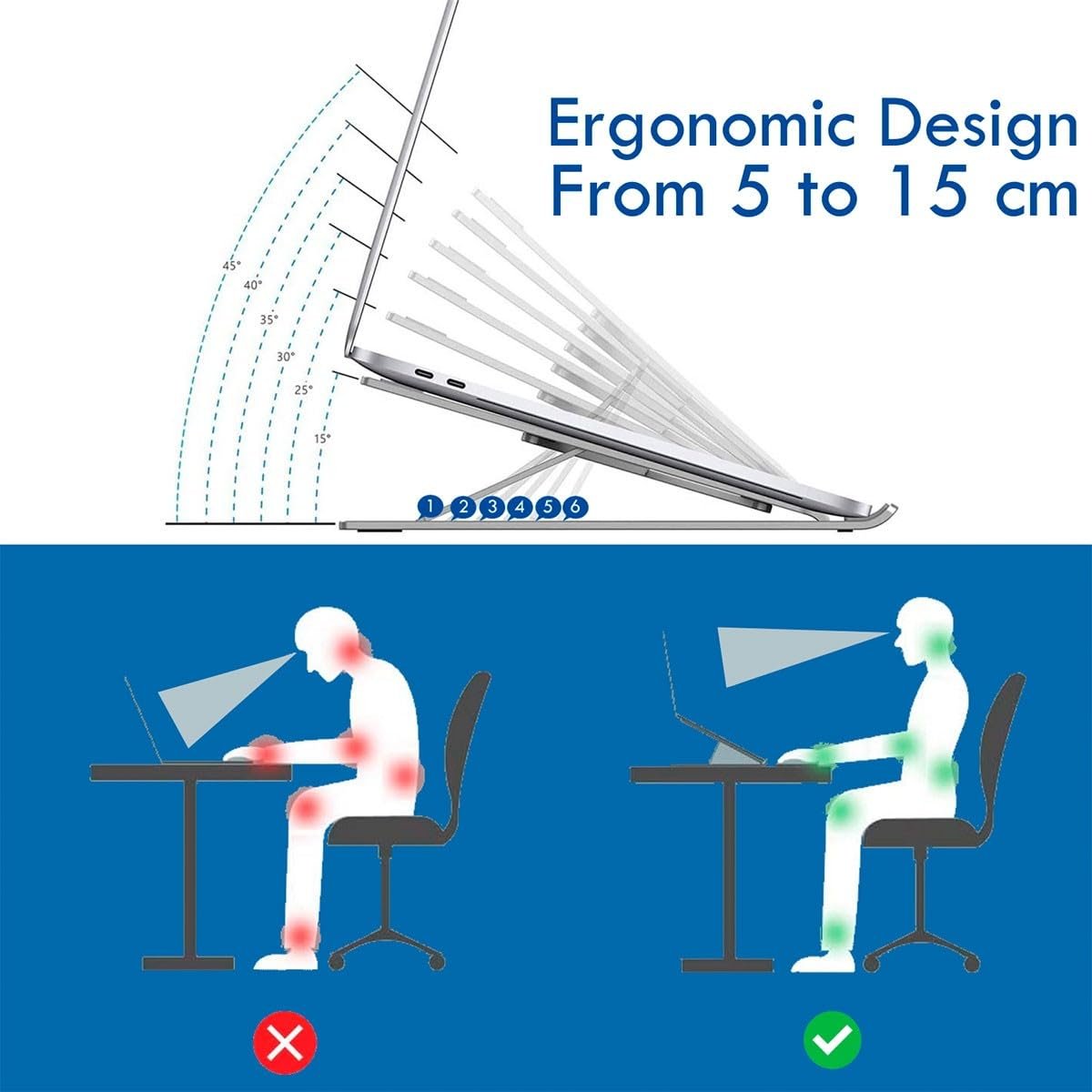 Підставка для ноутбука Ewent з регульованим кутом нахилу алюмінієва підставка для ПК для ноутбуків з екраном 10-15.6 дюймів, фото №4