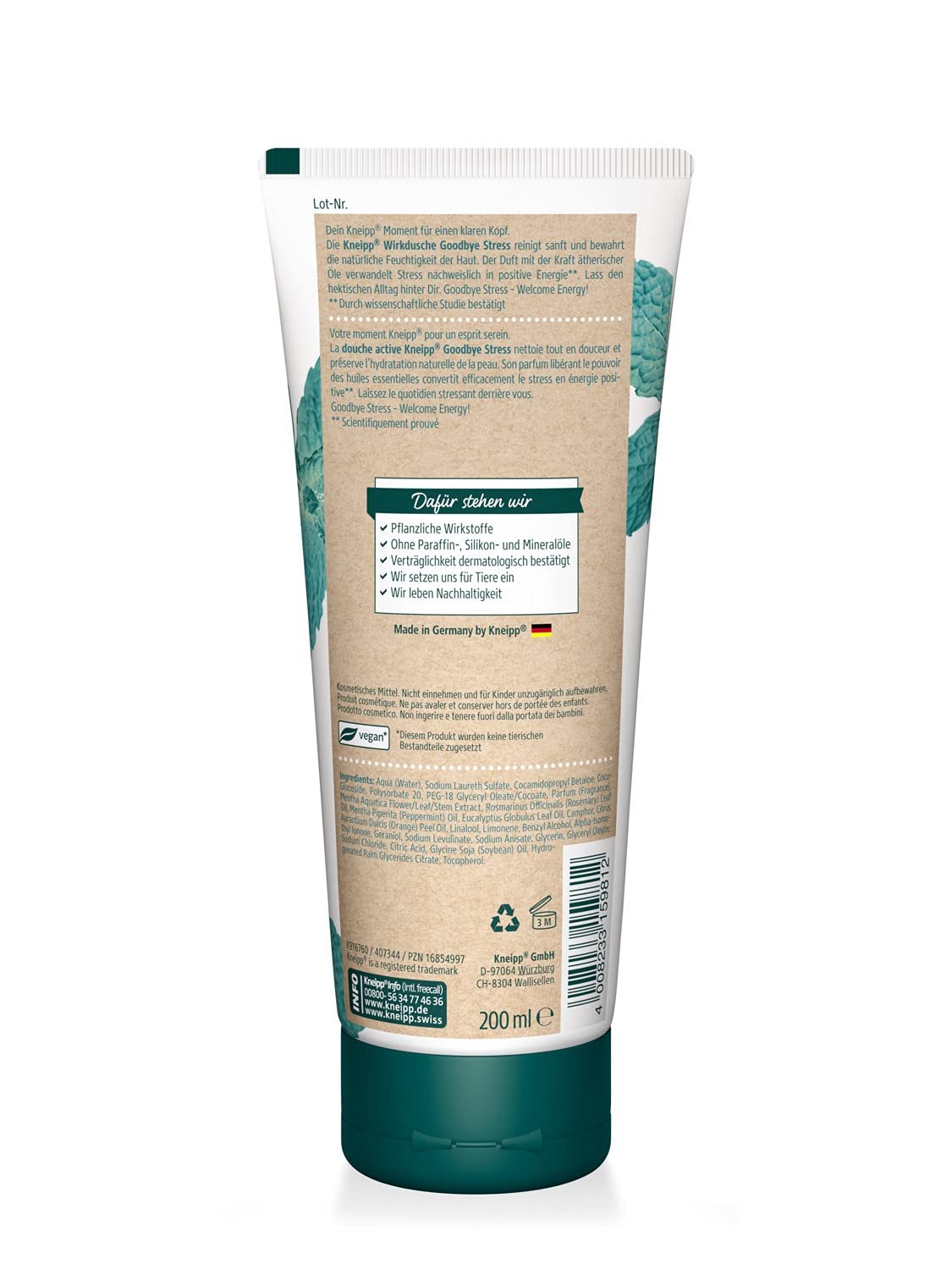 Гель для душу Kneipp Wirkdusche Goodbye Stress Розмарин та м'ята 2 x 200 мл宣, фото №1