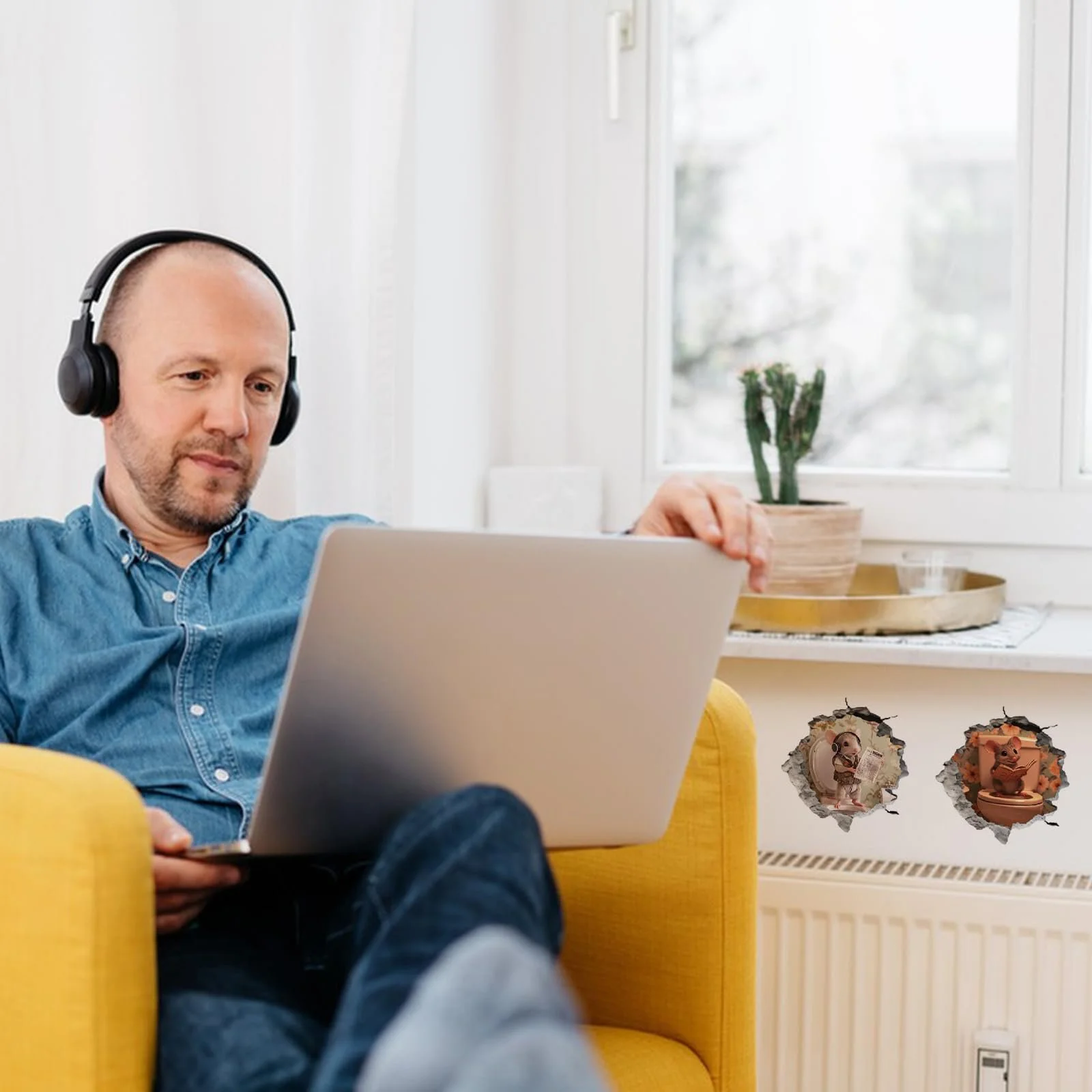 Наклейка на стіну SUPERDANT 3D Rat The Toilet Cracked Mice Vinyl Bathroom Toilet Wall Decoration, фото №4 Наклейка на стіну SUPERDANT 3D Rat The Toilet Cracked Mice Vinyl Bathroom Toilet Wall Decoration, фото №4