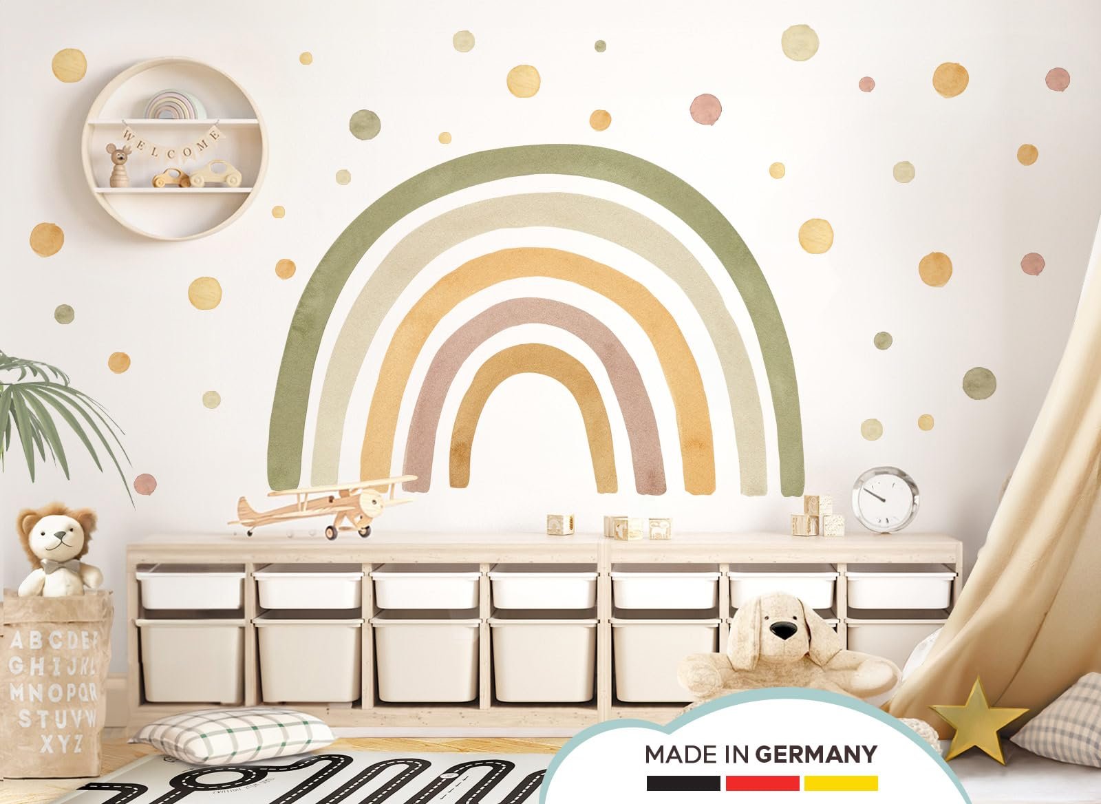 Наклейка на стену Little Deco DL5082 XL Rainbow with Dots Зеленый / Желтый, фото №2