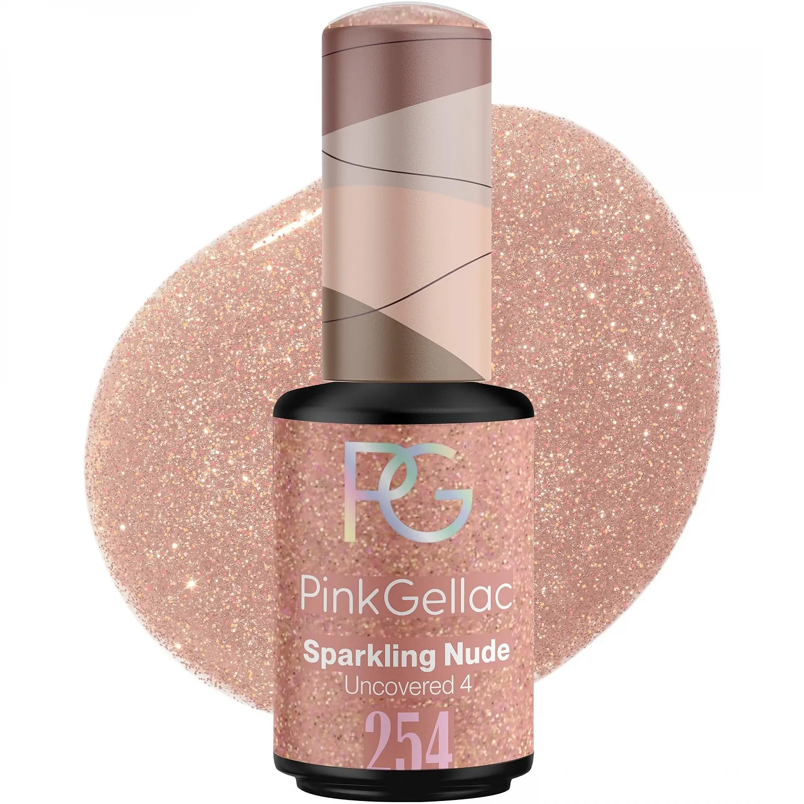 Гель-лак Pink Gellac 254 Sparkling Nude, 8 мл, розовый с блестками, фото №1