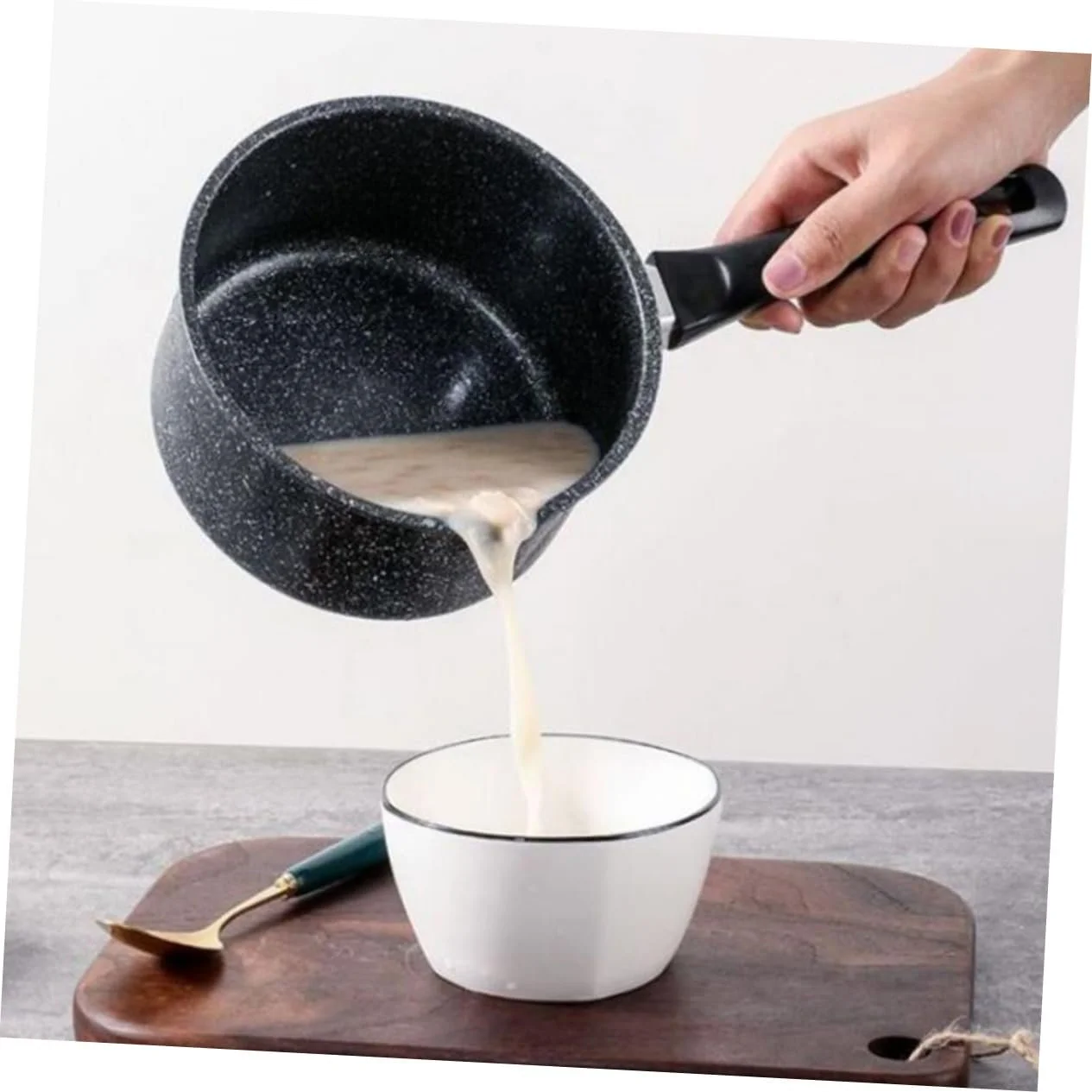 Ковш для молока IMIKEYA нержавеющий термостойкий с эргономичной ручкой, фото №6