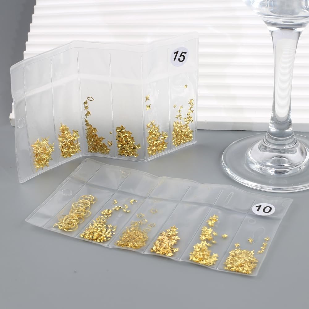 Набор украшений для ногтей 400 шт. Звезды Луна Металлические заклепки Стразы Звезды Луна Аксессуары для ногтей, фото №6