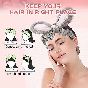 Повязка FUKPO Ушки кролика Серый, Белый synthetic.ua - Фото 1