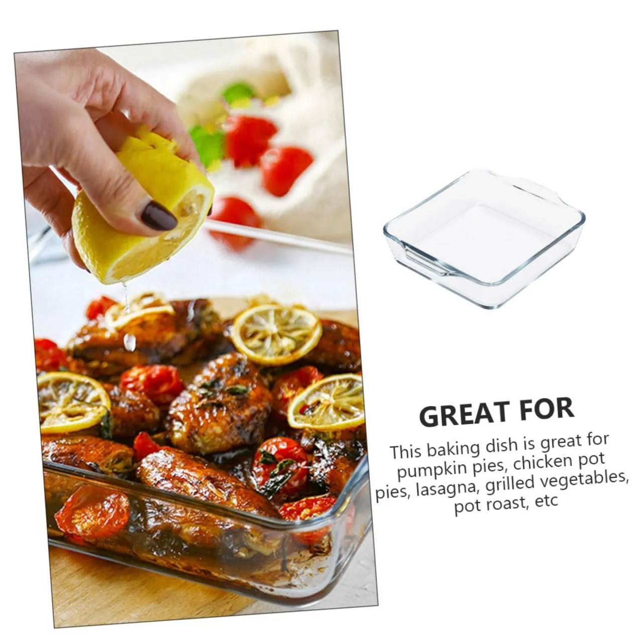 Форма для запекания стеклянная термостойкая с двойными ручками овальная, фото №4