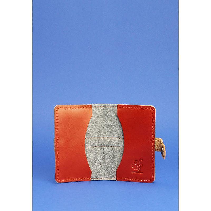 Фетровый кард-кейс визитница 6.1 с кожаными коричневыми вставками, фото №3