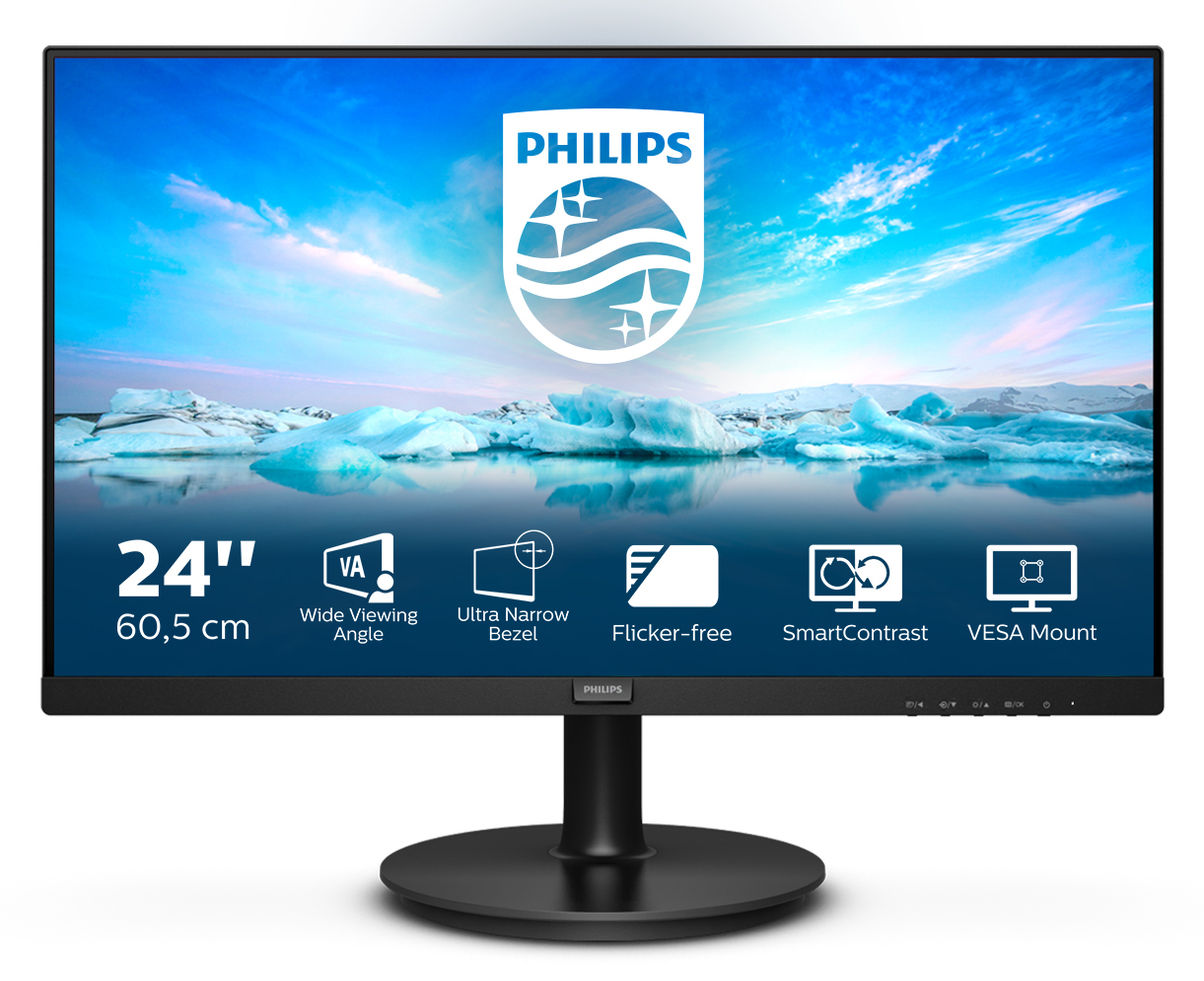 Монітор 24" Philips 241V8LA/00 Full HD VA 75 Гц, фото №1