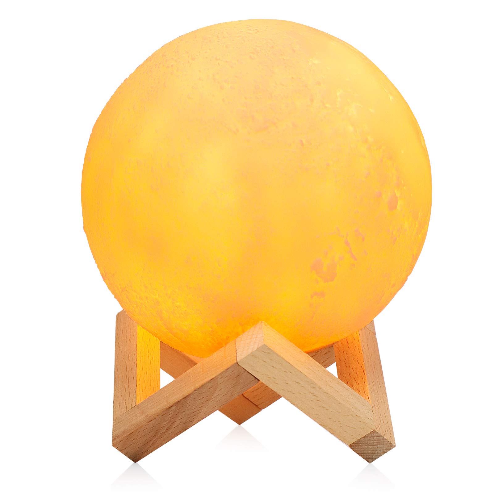 Лампа ELEOPTION 3D Moon Lamp Світильник Нічник Світлодіодний Дімміруємий 15 см Діаметр Декоративна З дерев'яною підставкою, фото №3