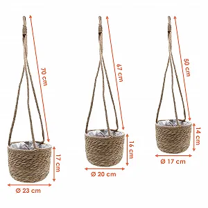 Підвісні корзини Spetebo з морської трави Набір з 3 шт. Натуральний 23/20/17 см synthetic.ua - Фото 1