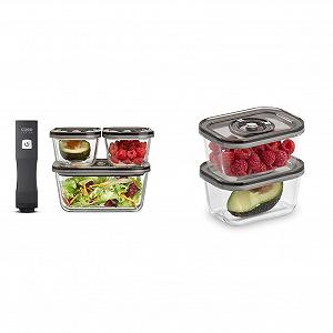 Вакуумний пакувальник Caso OneTouch Eco Set ручний з 3 скляними вакуумними контейнерами та VacuBoxx Eco-Duo S, 2 контейнери по 500 мл - Фото 1