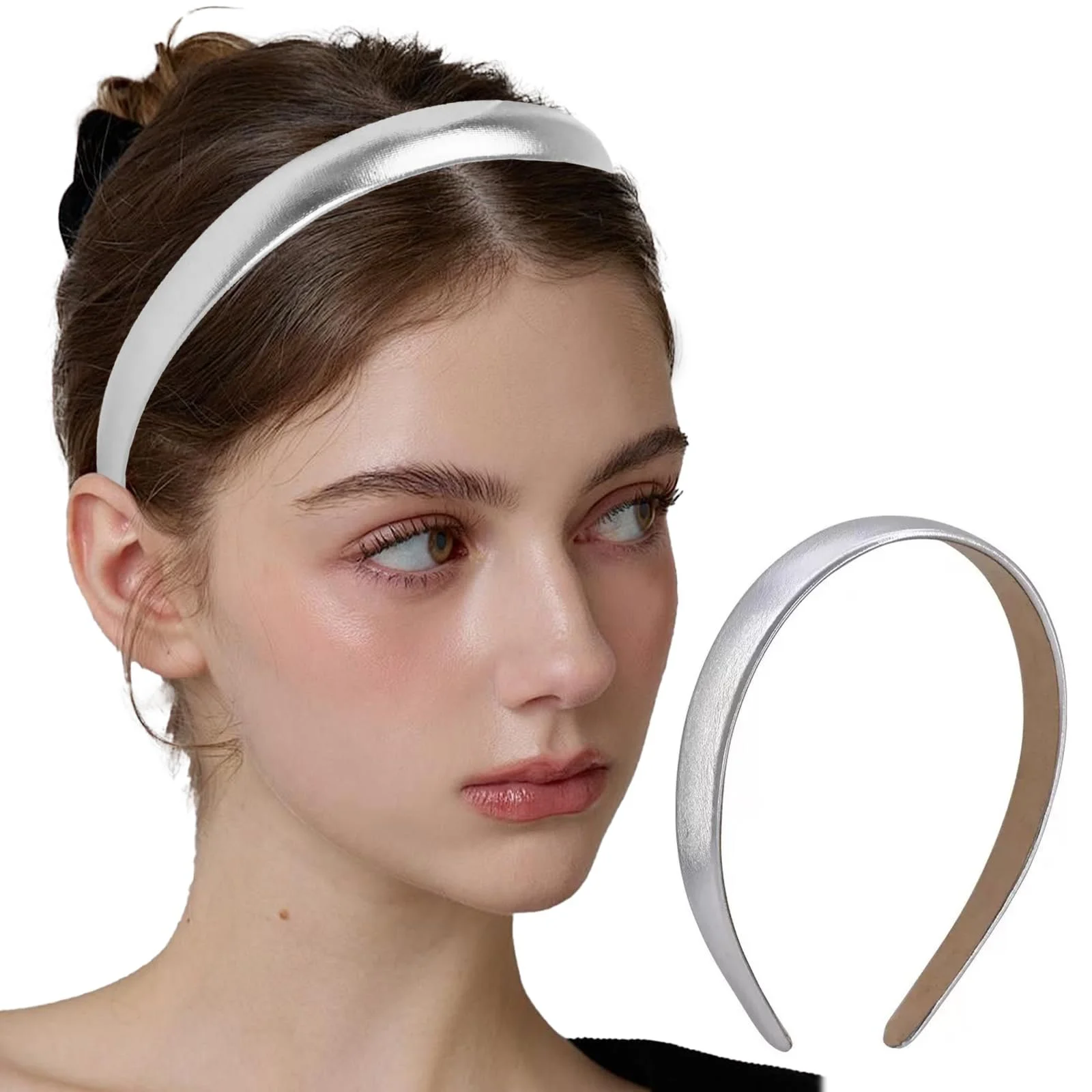 Обруч для волосся атласний Срібний Регульований Тонкий, фото №1 Обруч для волосся атласний Срібний Регульований Тонкий, фото №1