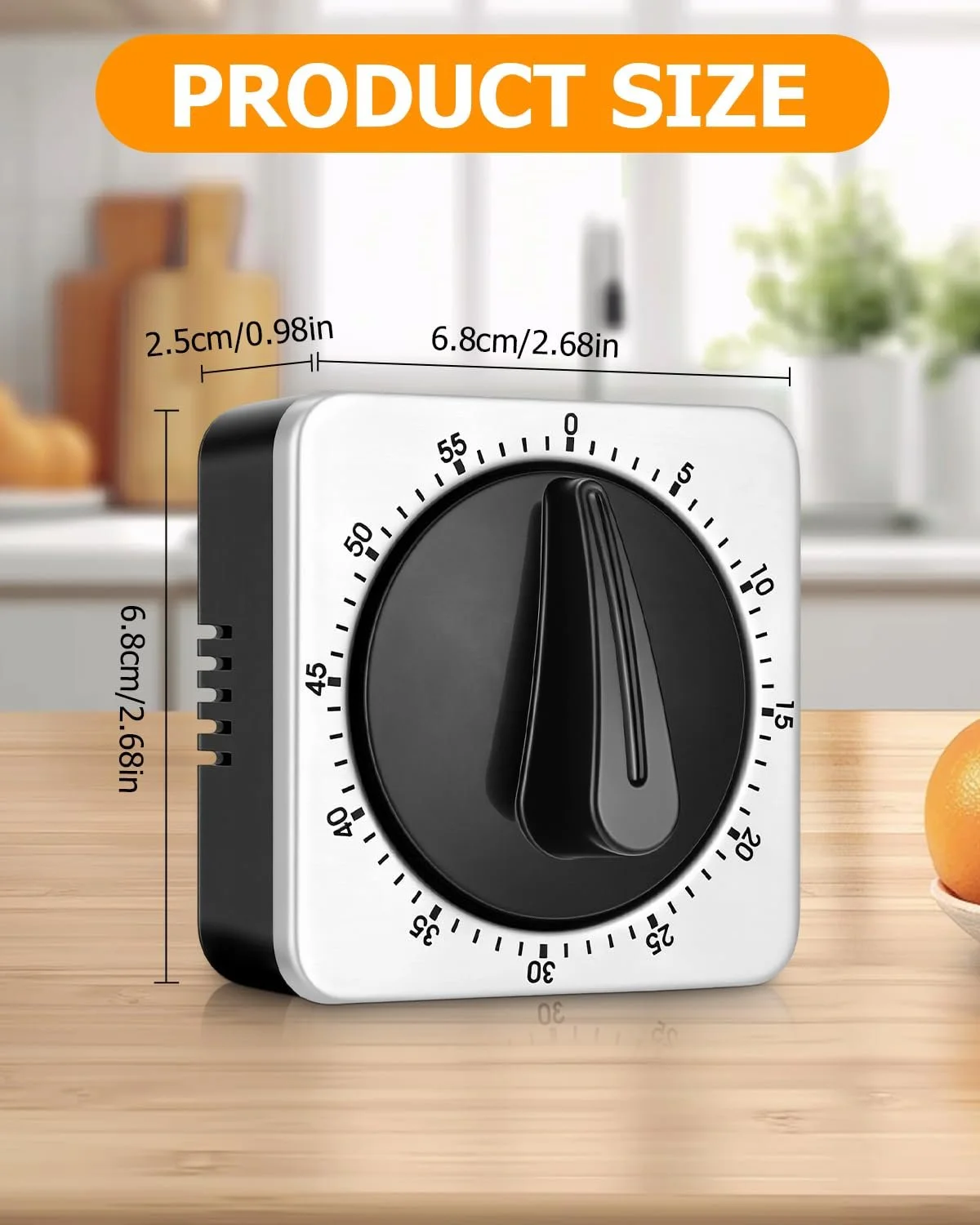 Кухонный таймер Механический Stainless Steel Housing Магнитный, фото №3