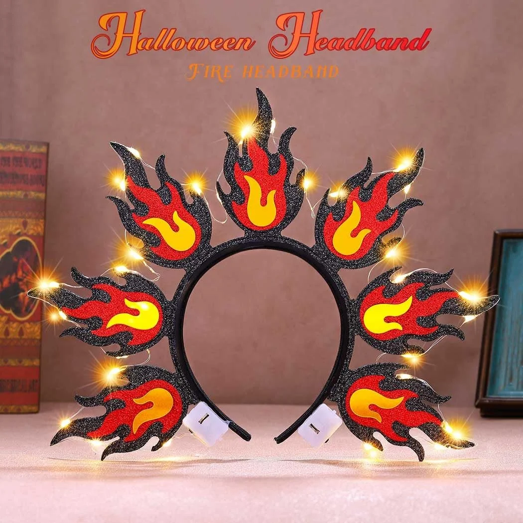 Обруч для волосся Вогняний Luminous LED Червоний, фото №2