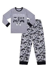 Піжама для хлопчиків I Had To Pause My Game to Be Here Gaming Controller Сіра Довга Бавовна - Фото 1