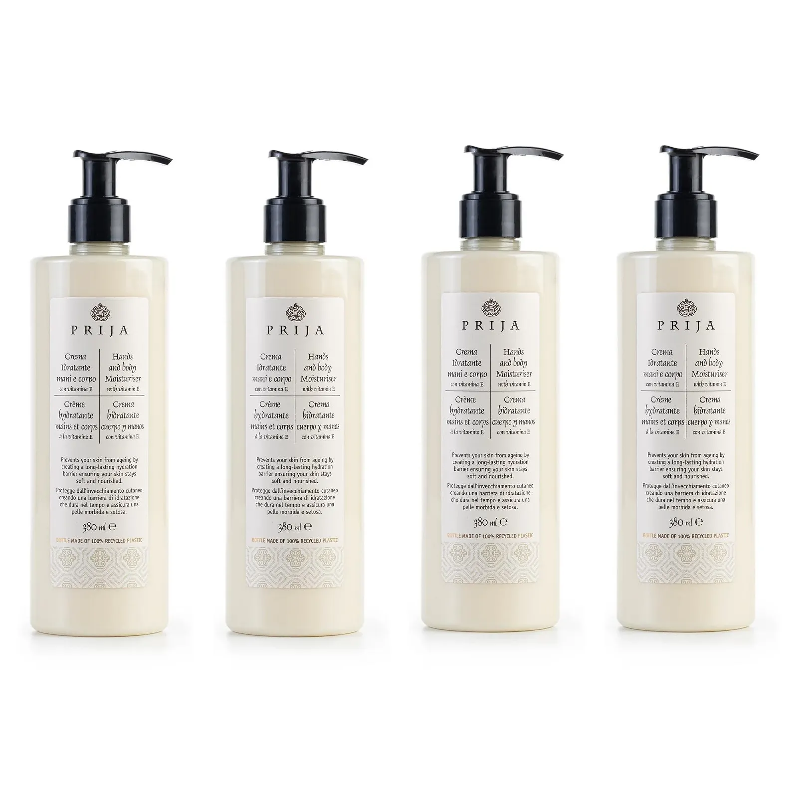 Зволожуючий засіб для рук і тіла Prija з вітаміном Е 4 x 380 мл, фото №1