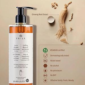 Шампунь та гель для душу Prija Hair & Body Shampoo ревіталізуючий з женьшенем 380 мл з дозатором synthetic.ua - Фото 1