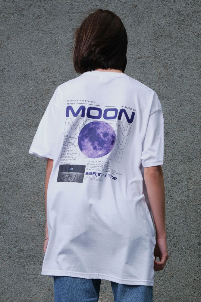 Оверсайз футболка з принтом Without moon white, фото №5