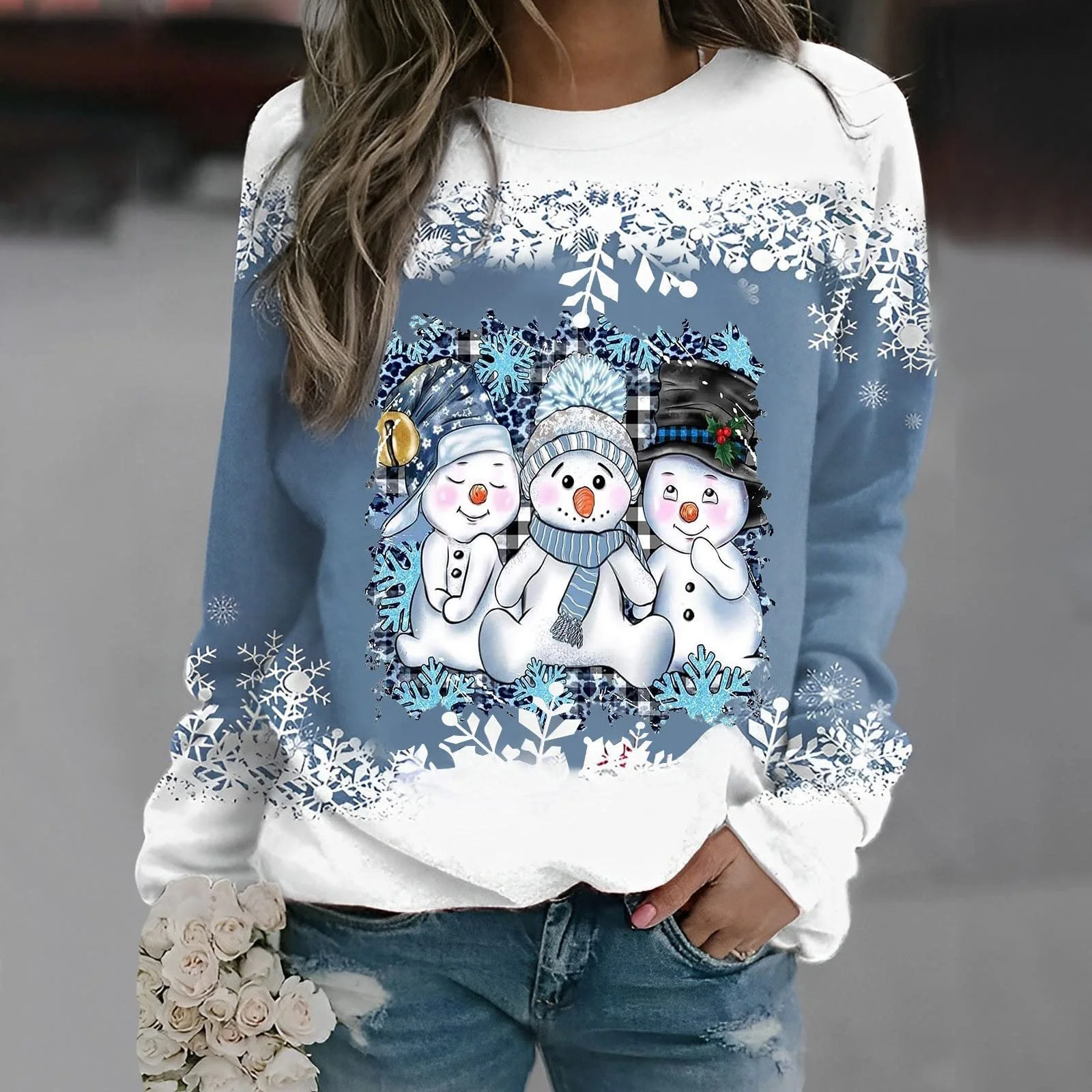 Блузка Рождественская Женская Рождественский Принтованный Джемпер Рождественская Рубашка Элегантные Рождественские Топы Большие Размеры Уютный Джемпер с Длинными Рукавами Уродливый Рождественский Свитер с Длинными Рукавами Рождественский Наряд, фото №2