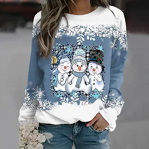 Блузка Рождественская Женская Рождественский Принтованный Джемпер Рождественская Рубашка Элегантные Рождественские Топы Большие Размеры Уютный Джемпер с Длинными Рукавами Уродливый Рождественский Свитер с Длинными Рукавами Рождественский Наряд synthetic.ua - Фото 1