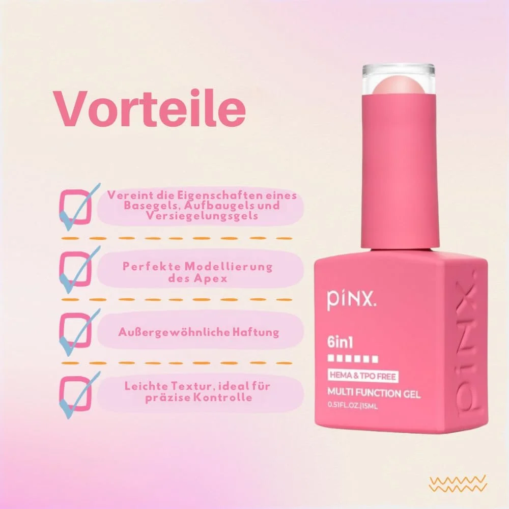 Многофункциональный гель Pinx 6-в-1 - Statement Pink 15 мл, фото №2 Многофункциональный гель Pinx 6-в-1 - Statement Pink 15 мл, фото №2