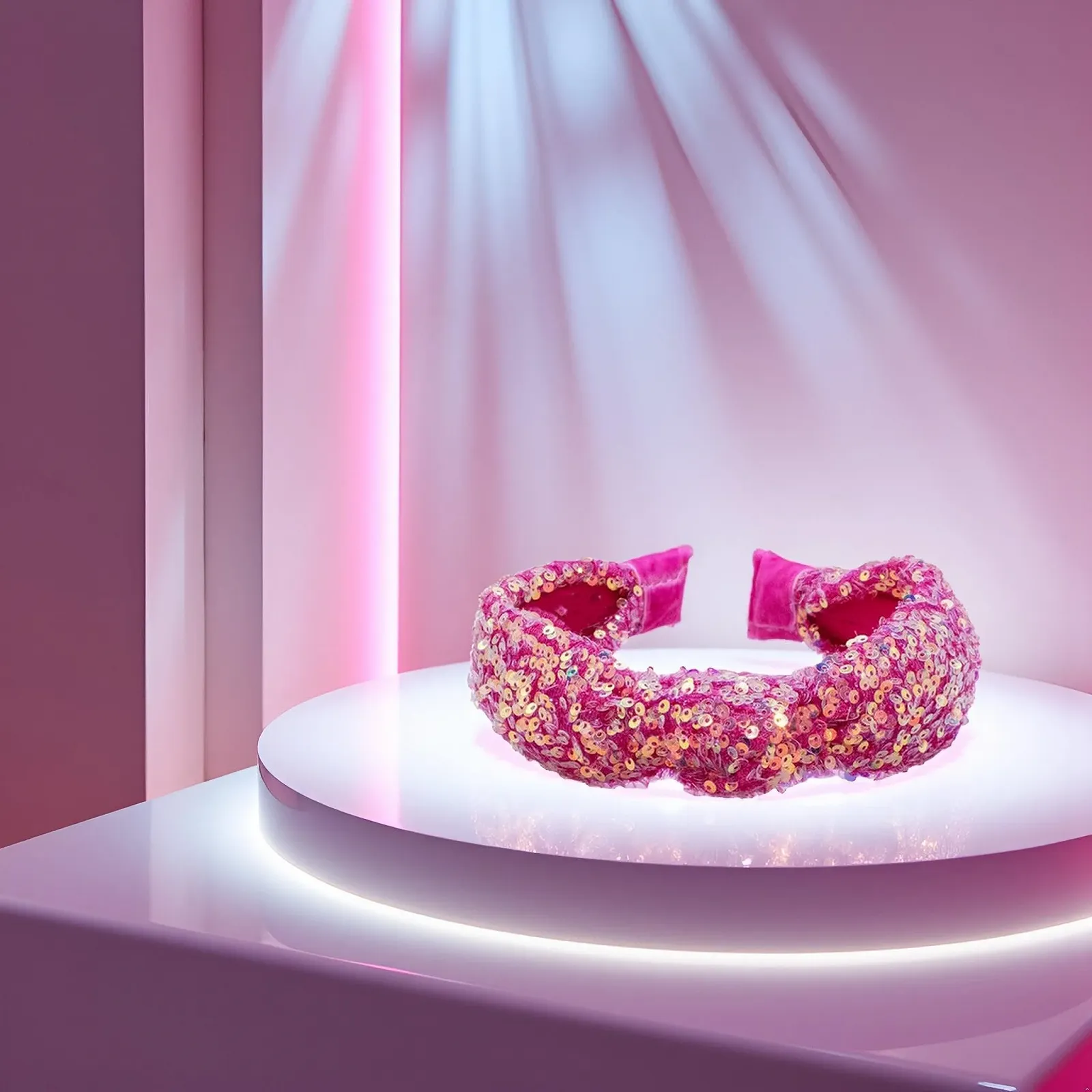 Обруч Рожевий Блискучий для Дівчат та Жінок, фото №4