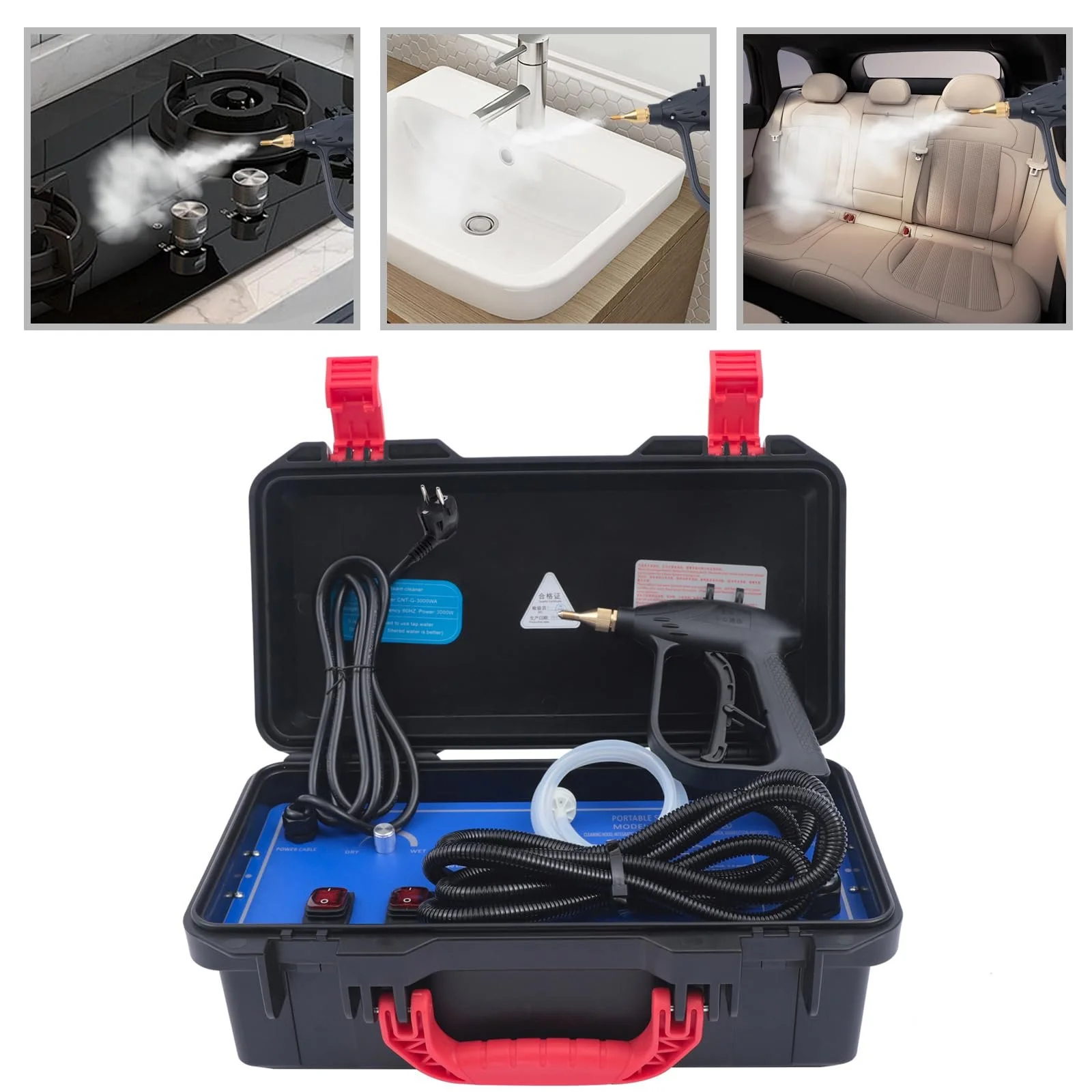 Пароочисник 220 V 3000 W Багатофункціональний Переносний Ручний Високотемпературний з насадками-щітками, фото №5