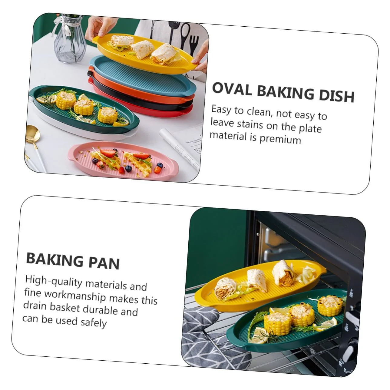 Форма для запікання Keramik овальна з ручками термостійка мала жовта, фото №6