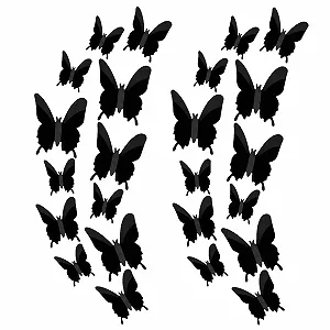 3D-наклейки на стіну SAVITA Метелики 24 шт. чорні - Фото 1