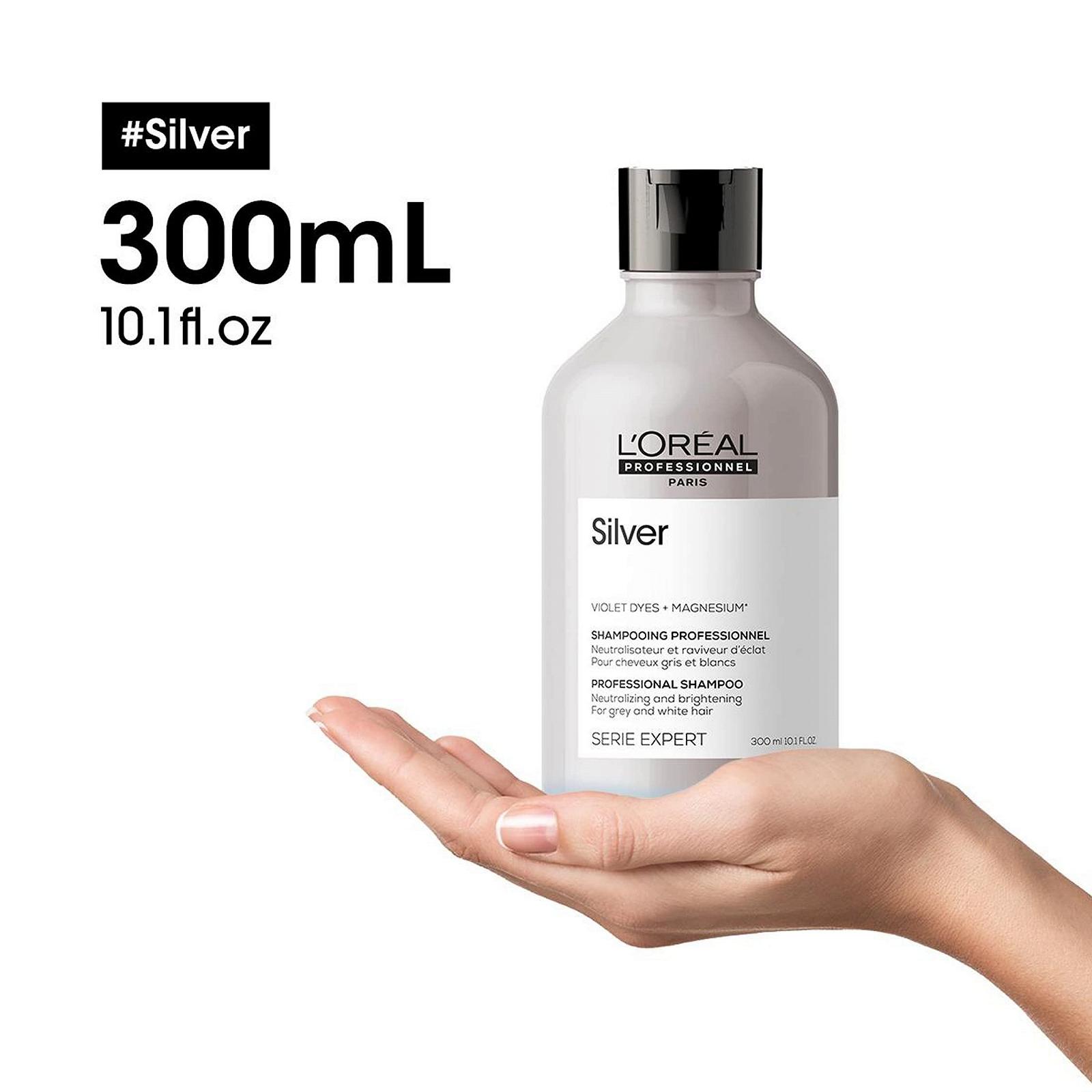 Шампунь L'Oréal Professionnel Expert Silver для нейтрализации желтизны для белых, седых и осветленных волос, фото №6