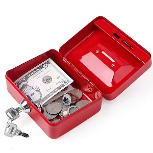 Скарбничка Decaller Металева з замком та прорізом для монет synthetic.ua - Фото 1