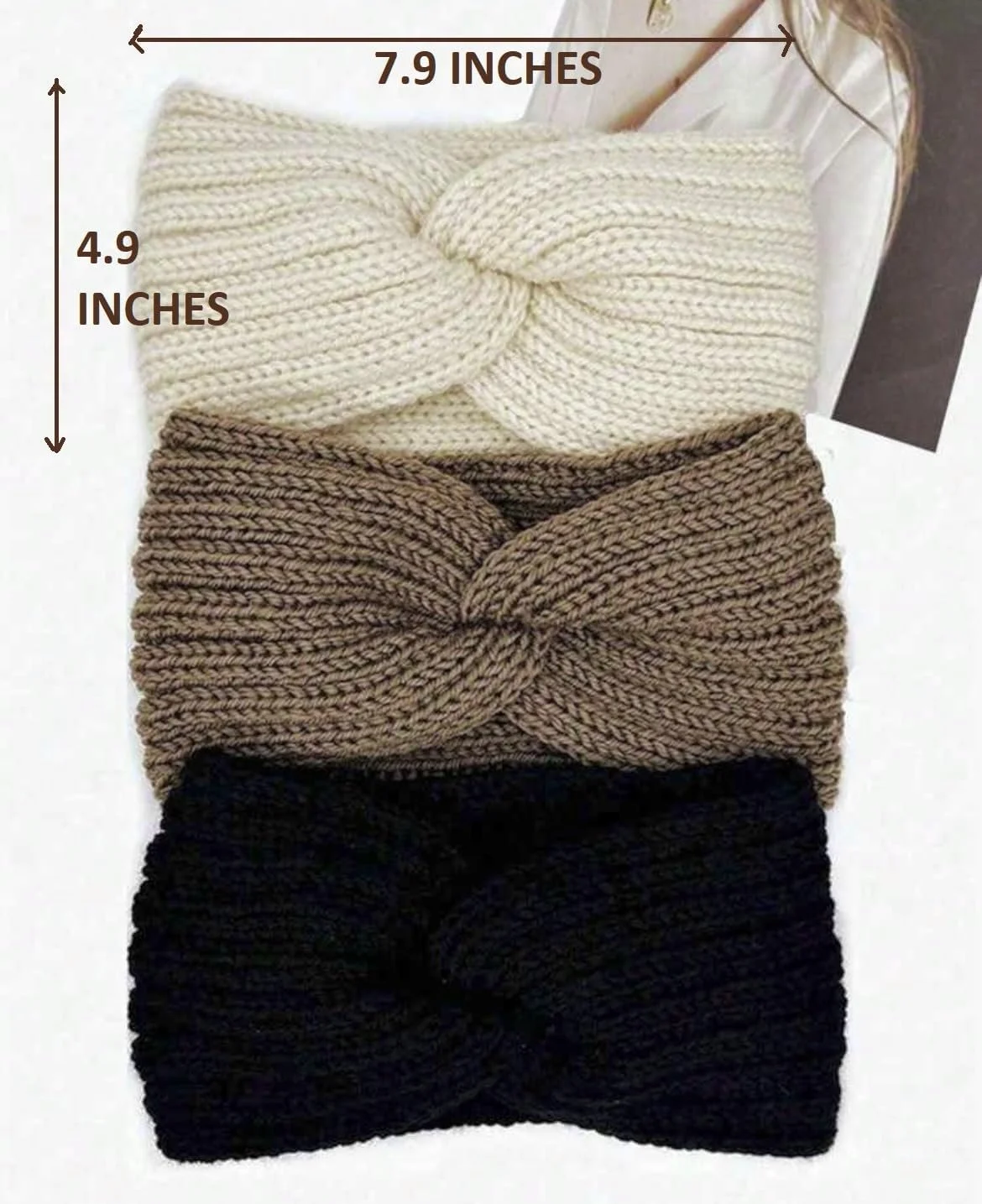В'язана пов'язка на голову Жіноча Зимова Широка Еластична, фото №4