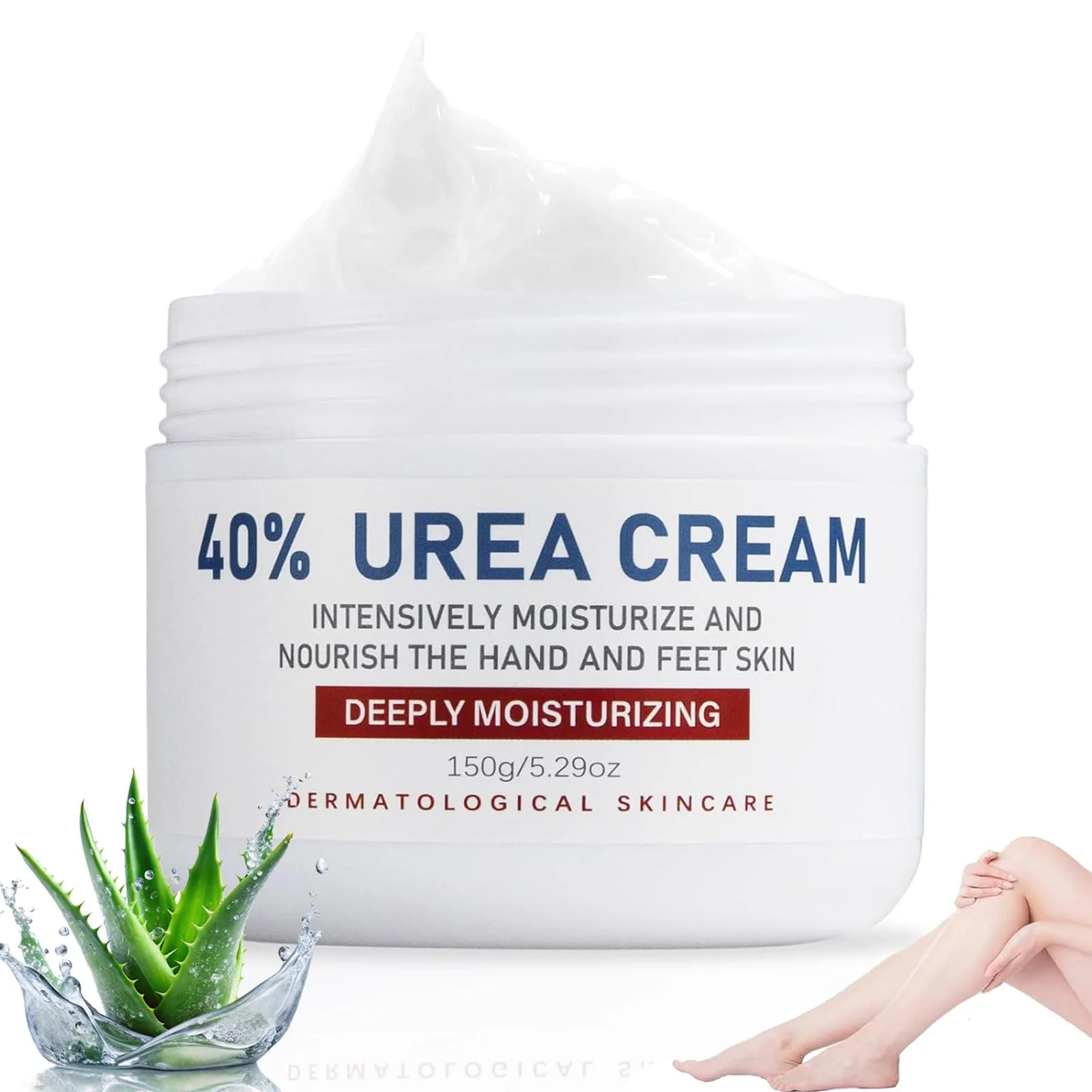 Крем для ног Urea 40% с гиалуроновой кислотой, чайным деревом и алоэ вера для пяток, рук и коленей, 150 г, фото №1