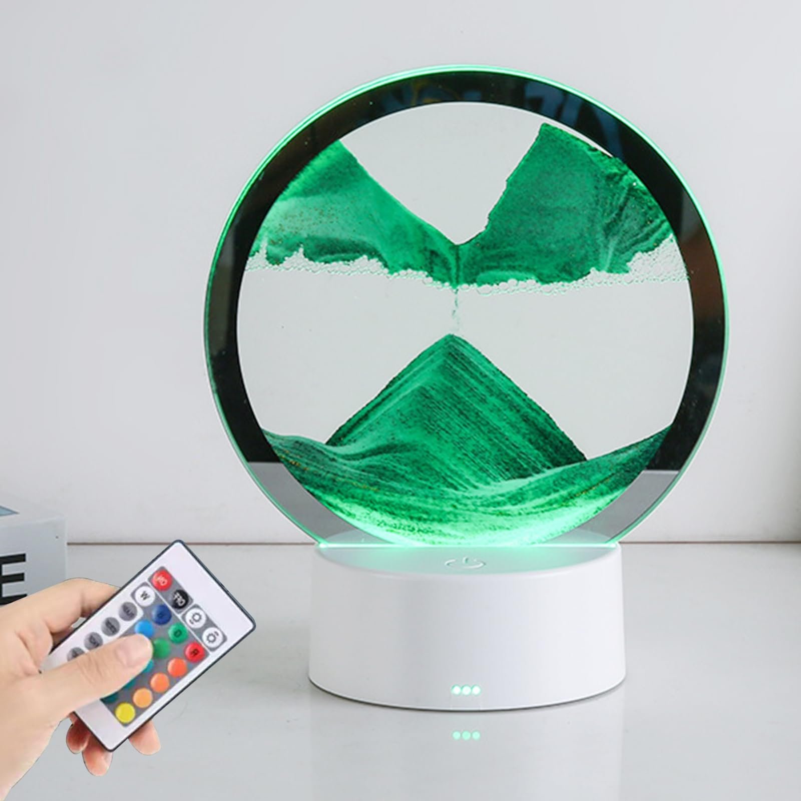 Настільна лампа MENAYODA Sand Art 3D з рухомим піском декоративний нічник Зелена, фото №1