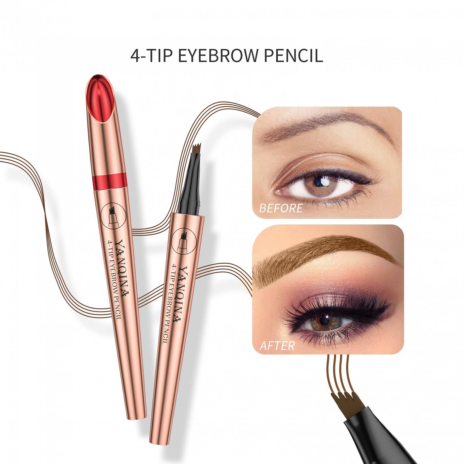 Олівець для брів Anifer Liquid Microblading 4-Point Fork Tip Водостійкий Тривалість Чорний, фото №5
