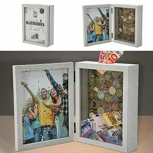 Купить Копилка-рамка для фото 2 в 1 White MDF 19 x 14.5 x 5.5 см - Фото 1 Копилка-рамка для фото 2 в 1 White MDF 19 x 14.5 x 5.5 см - Фото 1