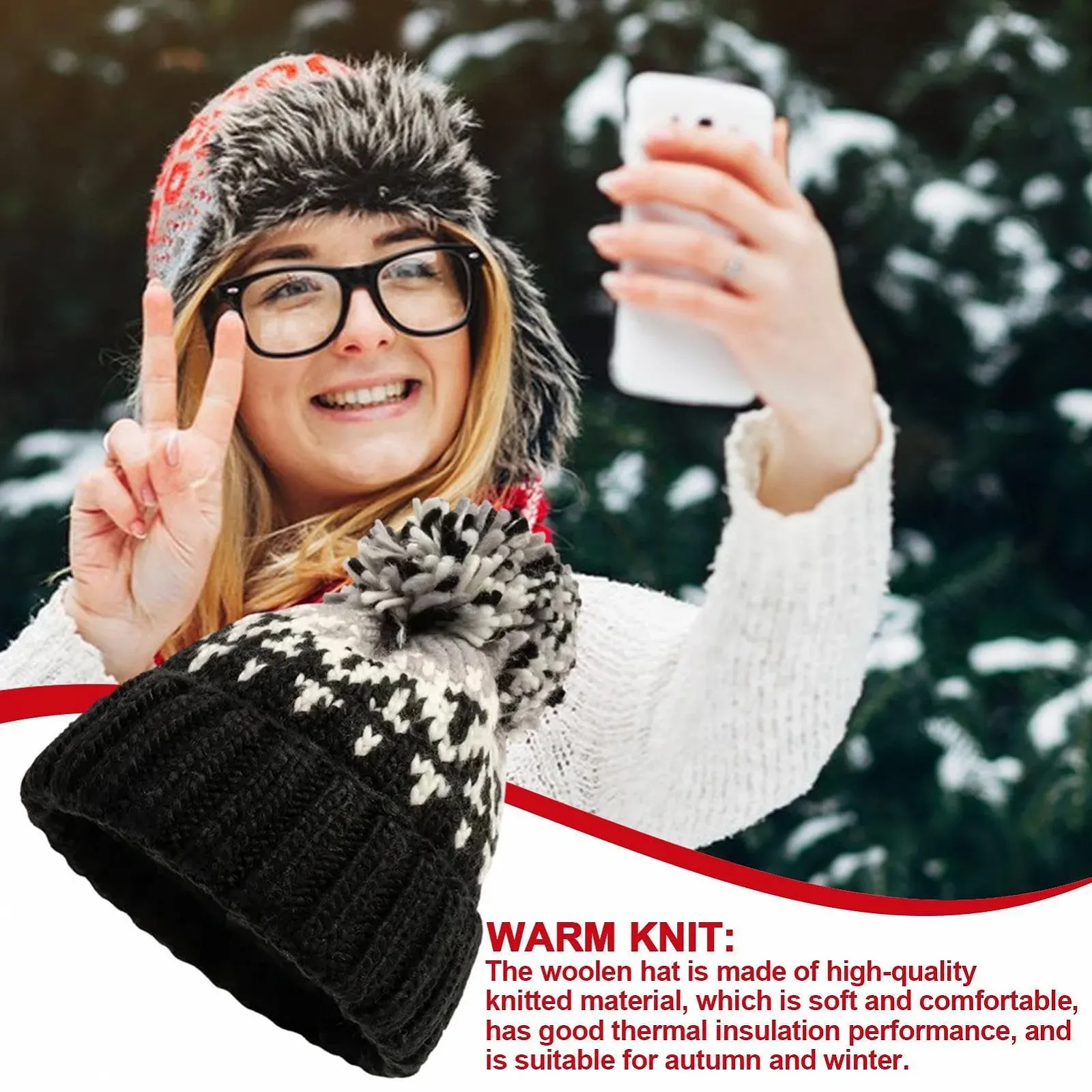 Вязаная шапка с помпоном Povanjer, разноцветная с помпоном, фото №2 Вязаная шапка с помпоном Povanjer, разноцветная с помпоном, фото №2