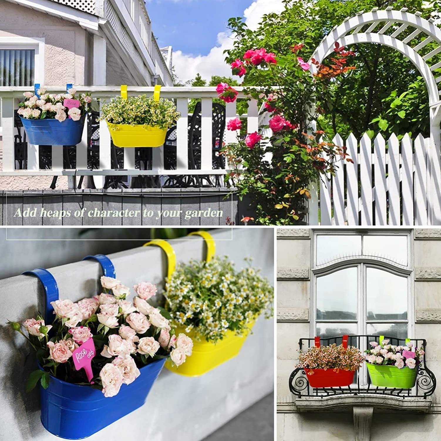 Підвісні квіткові горщики KAHEIGN Металеві 27,5 см зі знімним гачком 4 шт. (4 кольори), фото №7