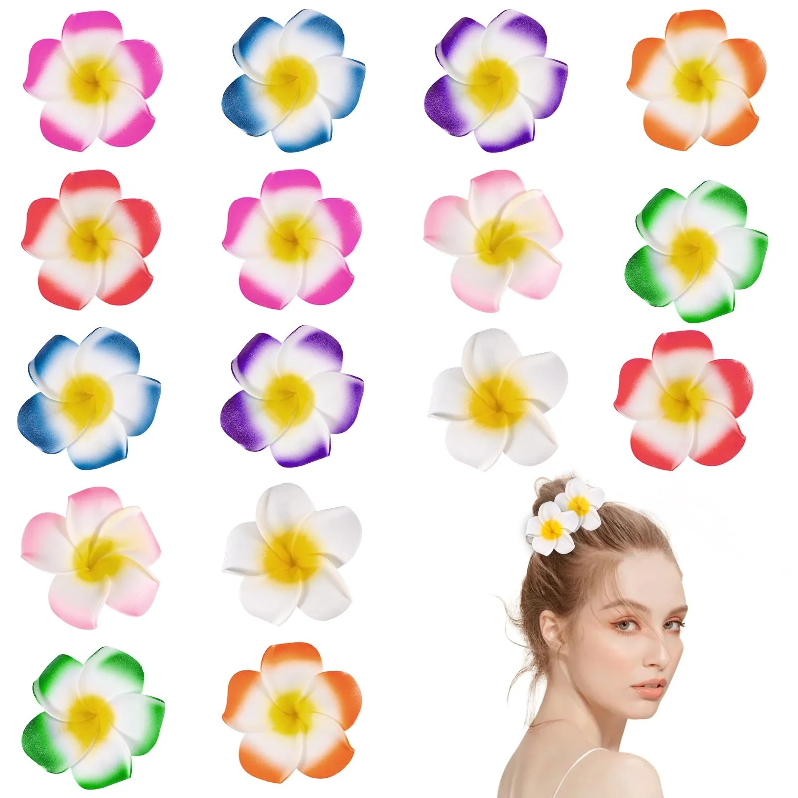 Заколка для волос Цветок Plumeria Гавайский цветок 6 см Разноцветный, 16 шт, фото №1 Заколка для волос Цветок Plumeria Гавайский цветок 6 см Разноцветный, 16 шт, фото №1