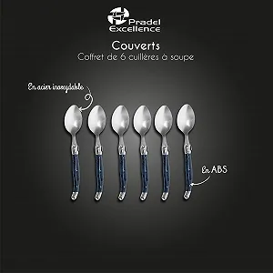 Ложка для супу Pradel Excellence Laguiole Набір з 6 штук 25 x 17 x 2.8 см сірий мармур synthetic.ua - Фото 1