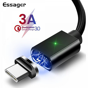 Магнитный кабель черный ESSAGER USB Type-C 1метр(PS) - Фото 1