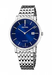 Часы Festina Swiss Made Мужские Синий Стальной Ремешок - Фото 1