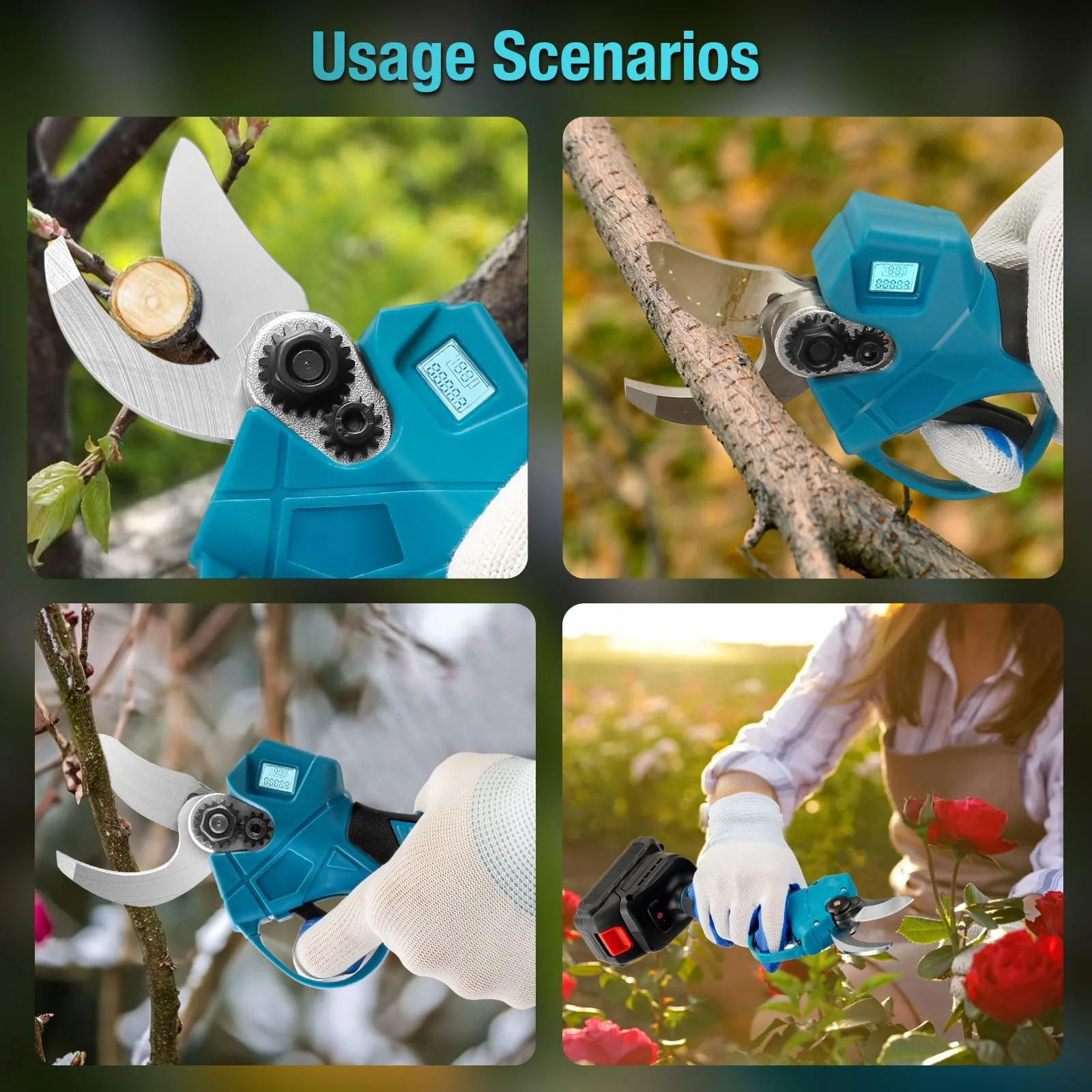 Електричні садові ножиці Makita 15-30 мм 21 V, сині (без акумулятора), фото №8 Електричні садові ножиці Makita 15-30 мм 21 V, сині (без акумулятора), фото №8