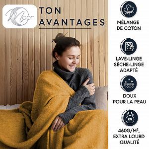 Покривало MOON Luxury Однотонна Суміш бавовни (60%/40%) Приблизно 150 x 200 см з оверлочним краєм Гірчичний synthetic.ua - Фото 1