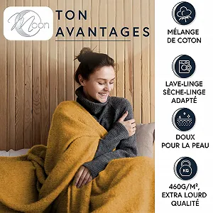 Одеяло MOON Luxury Однотонное Смесь хлопка (60%/40%) Приблизительно 150 x 200 см с оверлочным краем Горчичный synthetic.ua - Фото 1