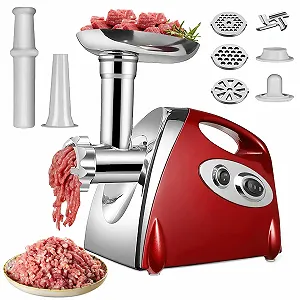 Купить Электрическая мясорубка 2800 Вт 3-в-1 3 пластины 80 кг/ч Красный - Фото 1 Электрическая мясорубка 2800 Вт 3-в-1 3 пластины 80 кг/ч Красный - Фото 1