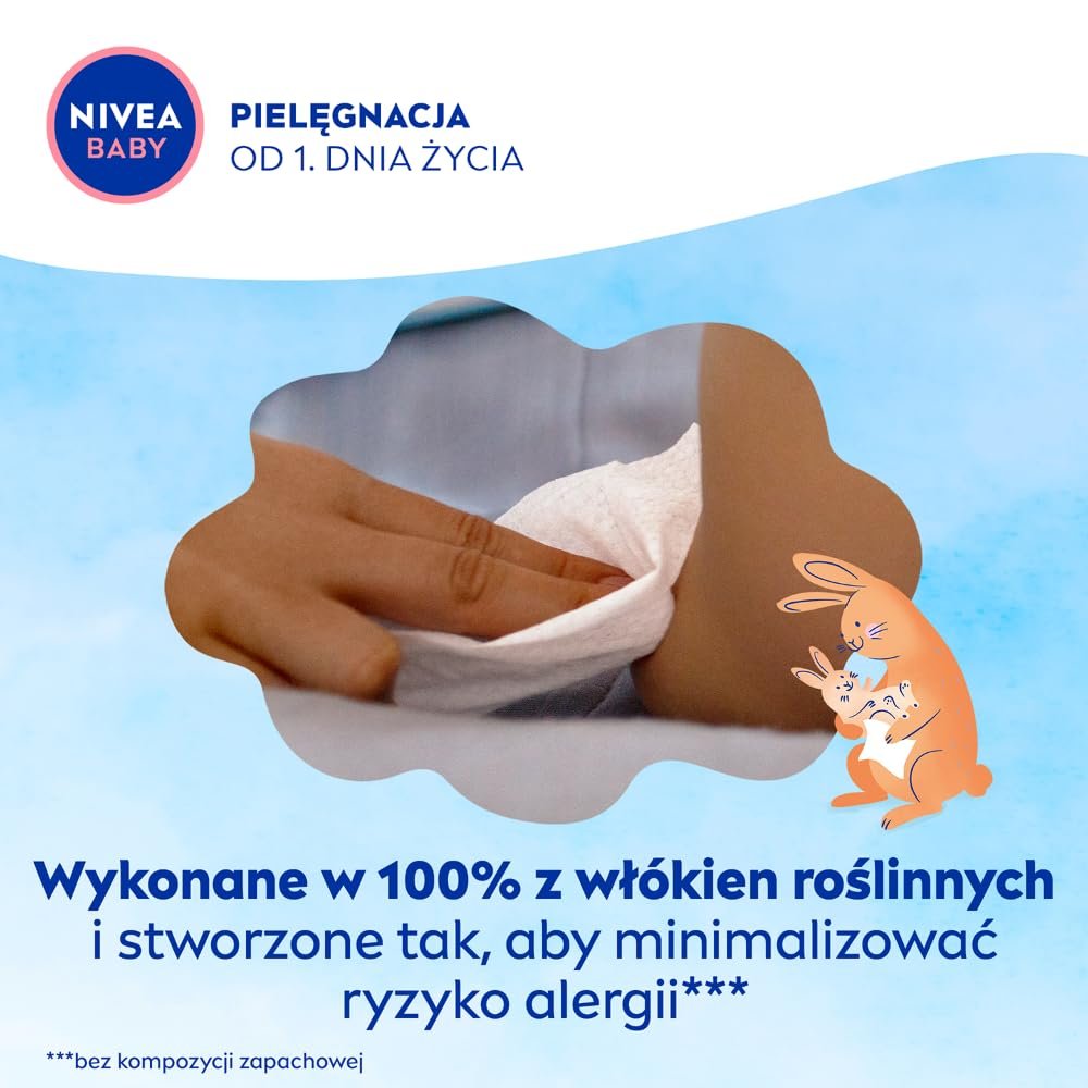Серветки NIVEA BABY Soft & Cream Biodegradable Economy Pack 4 x 57 штук, фото №6